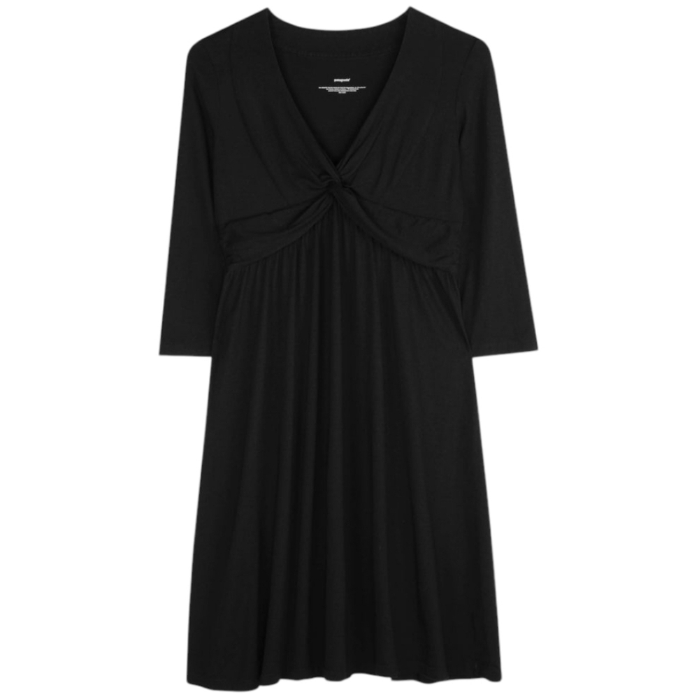 Patagonia Winnow Dress Women Small Black A Line Wrap Cotton Tencel